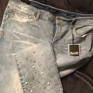 Nanette Lepore Embellished light denim jeans